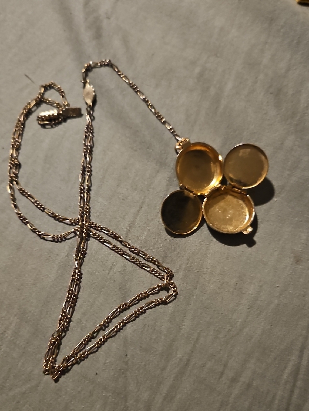 Gold Four-Petal Locket Necklace - Women's Jewelry